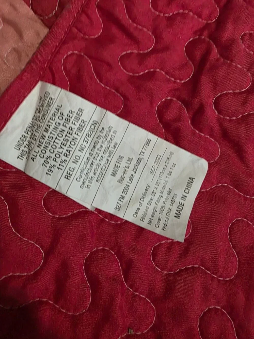 Buc-ees Blanket Quilted Quilt Throw 86 x 68 Bucees Red Patchwork Tie Dye